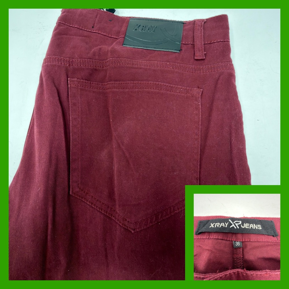 XRAY Jeans Men's 36 Burgundy Maroon Slim Straight Fit Stretch Denim Pants Red